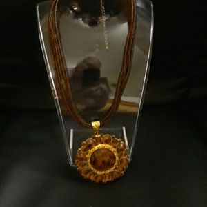 Beautiful Animal Print Necklace w/bead neck piece and Mandolin